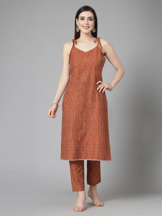 Stylum Women's Woven Designed Cotton Blend Straight Kurta Pant Set (KPRUSTBULL)