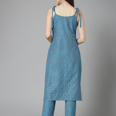 Stylum Women's Woven Designed Cotton Blend Straight Kurta Pant Set (KPTEALBULL)