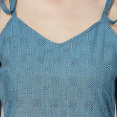 Stylum Women's Woven Designed Cotton Blend Straight Kurta Pant Set (KPTEALBULL)