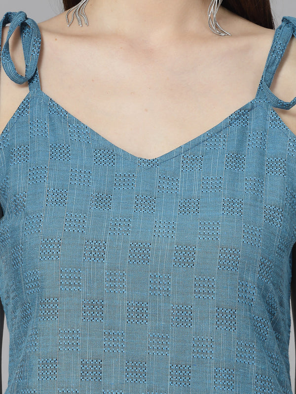 Stylum Women's Woven Designed Cotton Blend Straight Kurta Pant Set (KPTEALBULL)