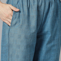 Stylum Women's Woven Designed Cotton Blend Straight Kurta Pant Set (KPTEALBULL)