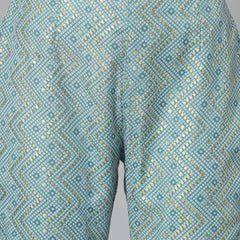 Green Cotton Blend Straight Kurta Pant Set