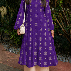 Stylum Women's Violet Ikat Printed Rayon A-Line Kurta With Palazzo (KPVOILSHARK)