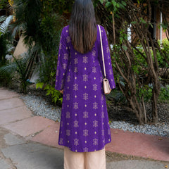 Stylum Women's Violet Ikat Printed Rayon A-Line Kurta With Palazzo (KPVOILSHARK)