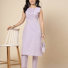 Lavender Straight Kurta Pant Set