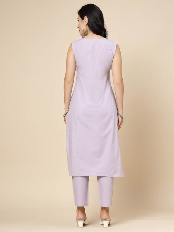 Lavender Straight Kurta Pant Set