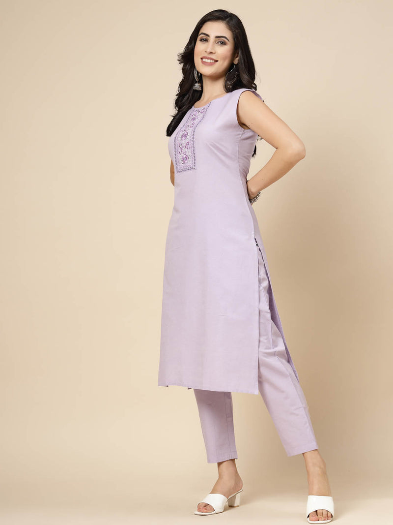 Lavender Straight Kurta Pant Set