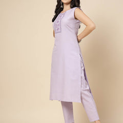 Lavender Straight Kurta Pant Set