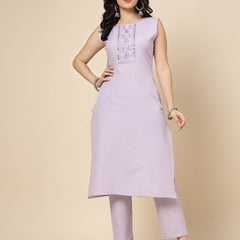 Lavender Straight Kurta Pant Set