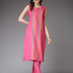 Pink Straight Kurta Pant Set