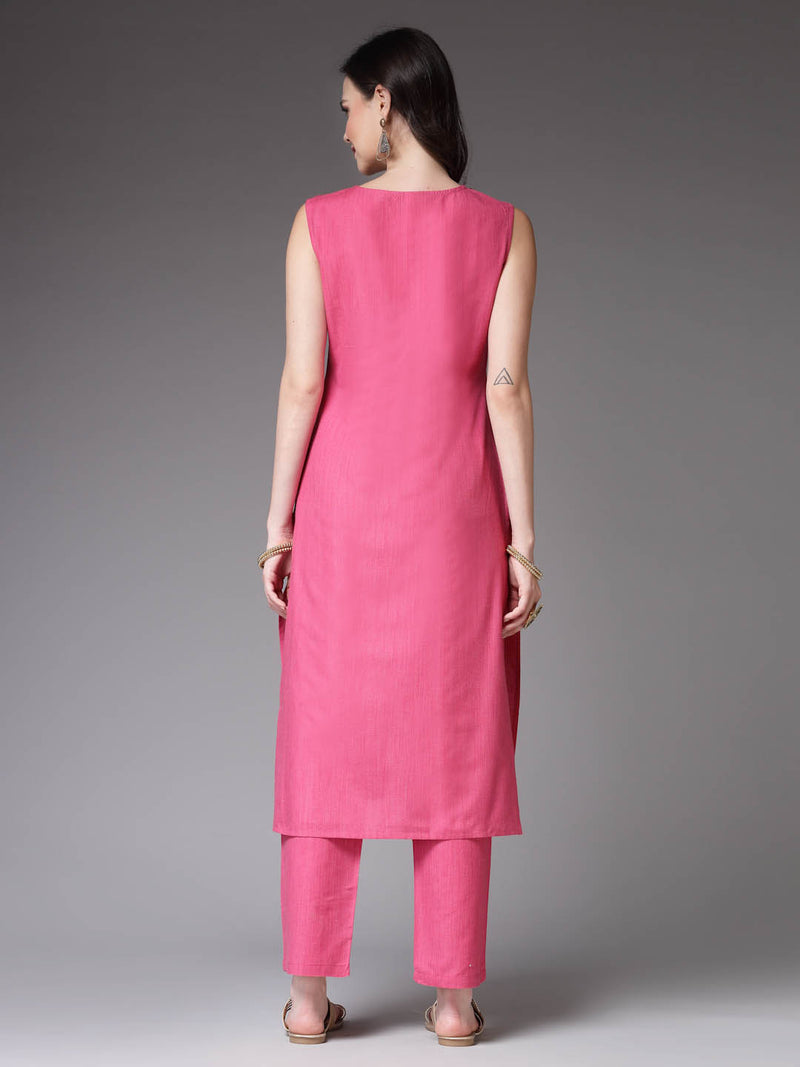 Pink Straight Kurta Pant Set