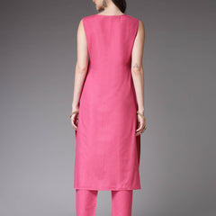 Pink Straight Kurta Pant Set