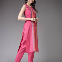 Pink Straight Kurta Pant Set
