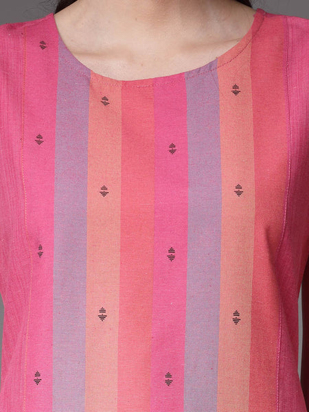 Pink Straight Kurta Pant Set