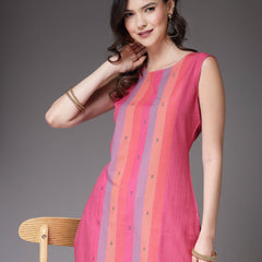 Pink Straight Kurta Pant Set