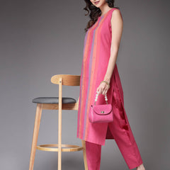 Pink Straight Kurta Pant Set