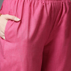 Pink Straight Kurta Pant Set