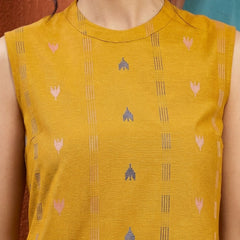 Stylum Women's Yellow Woven Design Kantha Cotton A-Line Kurta Palazzo Set (KPYELLOWLOKHA)