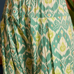 Stylum Women's Aqua Ikat Printed Pure Cotton Straight Kurti With Farshi Salwar Set (KSAQUABUNKER)
