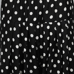 Stylum Women's Black Polka Dots Printed Rayon A-Line Short Kurti With Farshi Salwar (KSBLACKTOM)