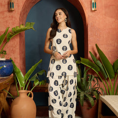 Stylum Women's Blue Block Printed Cotton Flex Straight Kurti With Farshi Salwar Set (KSBLUESPRING)