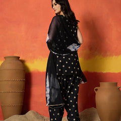 Stylum Women's Black Floral Printed Rayon Straight Kurti Farshi Salwar Dupatta Set (KSDBLACKKANGNA)