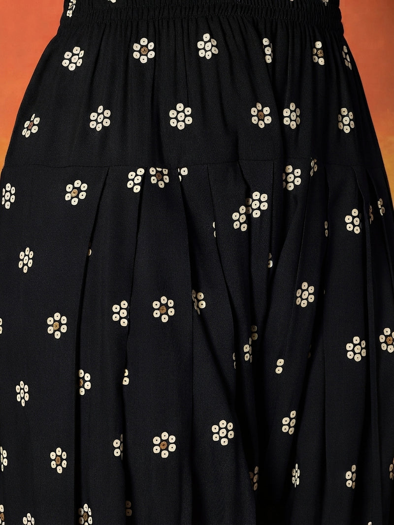 Stylum Women's Black Floral Printed Rayon Straight Kurti Farshi Salwar Dupatta Set (KSDBLACKKANGNA)