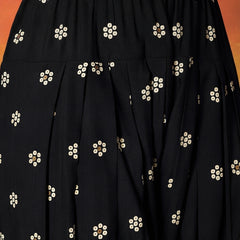 Stylum Women's Black Floral Printed Rayon Straight Kurti Farshi Salwar Dupatta Set (KSDBLACKKANGNA)