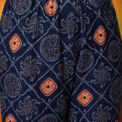 Stylum Women's Blue Bandhej Printed Crepe Straight Kurta Sharara Dupatta Set (KSDBLUEKOSKI)
