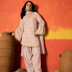 Stylum Women's Blush Gold Printed Rayon A-Line Kurti Farshi Salwar With Dupatta (KSDBLUSHWEDANI)