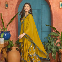 Stylum Women's Corn Solid Cotton Straight Kurti Farshi Salwar Dupatta Set (KSDCORNJUREL)