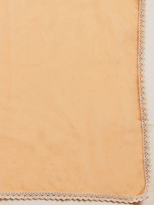 Stylum Women's Cream Leheriya Printed Kota Doria Short Kurti Sharara Dupatta Set (KSDCREAMNEENA)