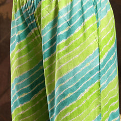 Stylum Women's Green Leheriya Printed & Embroidered Cotton A-Line Short Kurti Sharara Dupatta Set (KSDGREENJAMUNA)