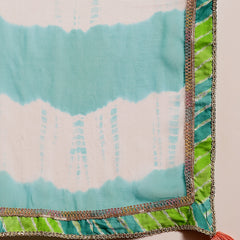 Stylum Women's Green Leheriya Printed & Embroidered Cotton A-Line Short Kurti Sharara Dupatta Set (KSDGREENJAMUNA)