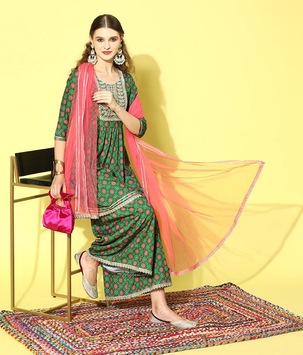 Stylum Women's Printed & Embroidered Polyestor kurta sharara dupatta set (KSDMALTI)