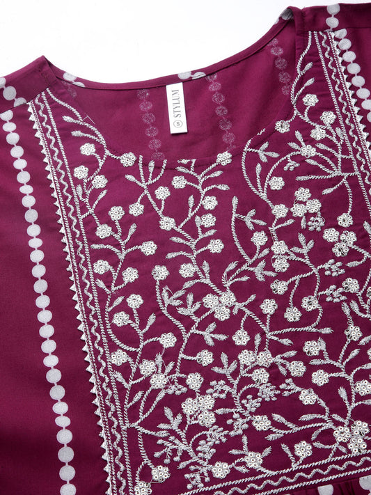 Stylum Women's Printed & Embroidered Rayon Short kurta sharara dupatta set (KSDMARTINI)