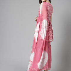 Stylum Women's Bandhej Printed & Embroidered Cotton Kurta Sharara Dupatta Set (KSDMORJIM)