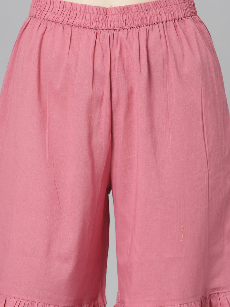 Stylum Women's Bandhej Printed & Embroidered Cotton Kurta Sharara Dupatta Set (KSDMORJIM)