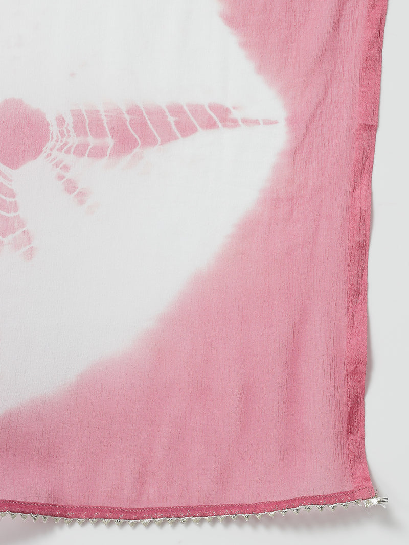 Stylum Women's Bandhej Printed & Embroidered Cotton Kurta Sharara Dupatta Set (KSDMORJIM)