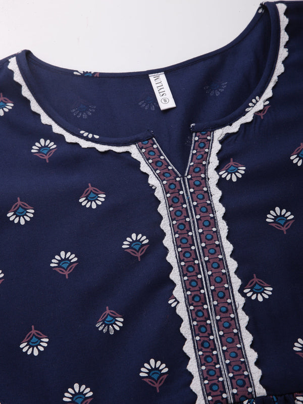 Stylum Women's Printed Rayon Short Kurta with Sharara & Dupatta (KSDNITYA)