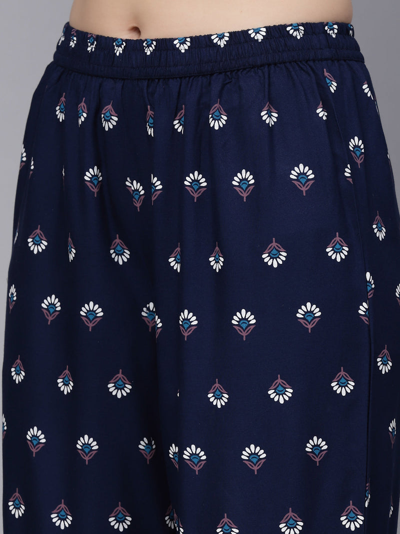 Stylum Women's Printed Rayon Short Kurta with Sharara & Dupatta (KSDNITYA)