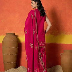 Stylum Women's Pink Gold Printed & Embroidered Rayon Straight Short Kurti Farshi Salwar Dupatta Set (KSDPINKAURELIA)