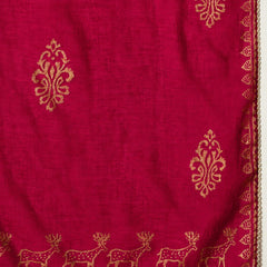 Stylum Women's Pink Gold Printed & Embroidered Rayon Straight Short Kurti Farshi Salwar Dupatta Set (KSDPINKAURELIA)