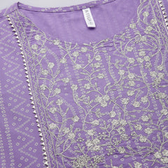 Stylum Women's Bandhej Printed & Embroidered Kurta Sharara Dupatta Set (KSDPURPLEBERRY)