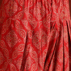 Stylum Women's Red Bandhej Printed & Embroidered Rayon Straight Short Kurti Farshi Salwar Dupatta Set (KSDREDNYCIL)
