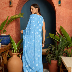 Stylum Women's Sky Floral Printed Pure Cotton Straight Kurti Farshi Salwar With Dupatta (KSDSKYMAGPIE)