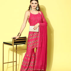 Stylum Women's Printed Rayon Short Kurta Sharara Dupatta Set (KSDTABBU)