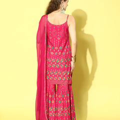 Stylum Women's Printed Rayon Short Kurta Sharara Dupatta Set (KSDTABBU)