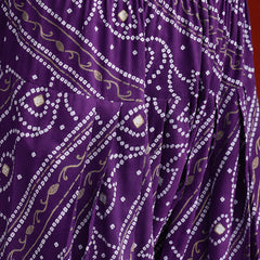 Stylum Women's Violet Bandhej Printed Rayon Straight Short Kurti Farshi Salwar Dupatta Set (KSDVOILGLANCE)