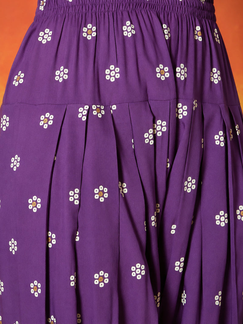 Stylum Women's Violet Floral Printed Rayon Straight Kurti Farshi Salwar Dupatta Set (KSDVOILKANGNA)